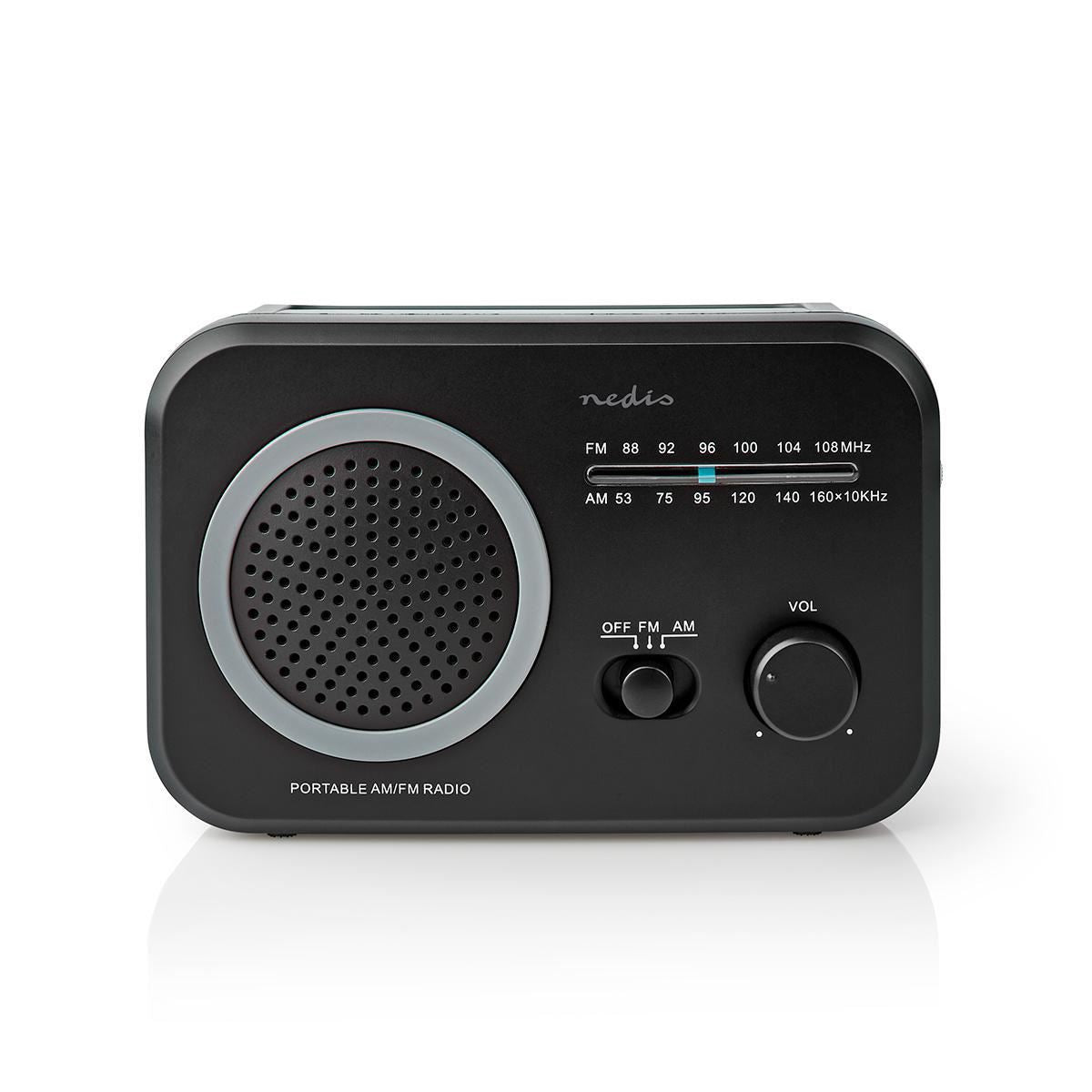 Nedis FM Radio Portable AM/FM Battery Powered/Mains Powered Analogue 1.8W - RDFM1330GY