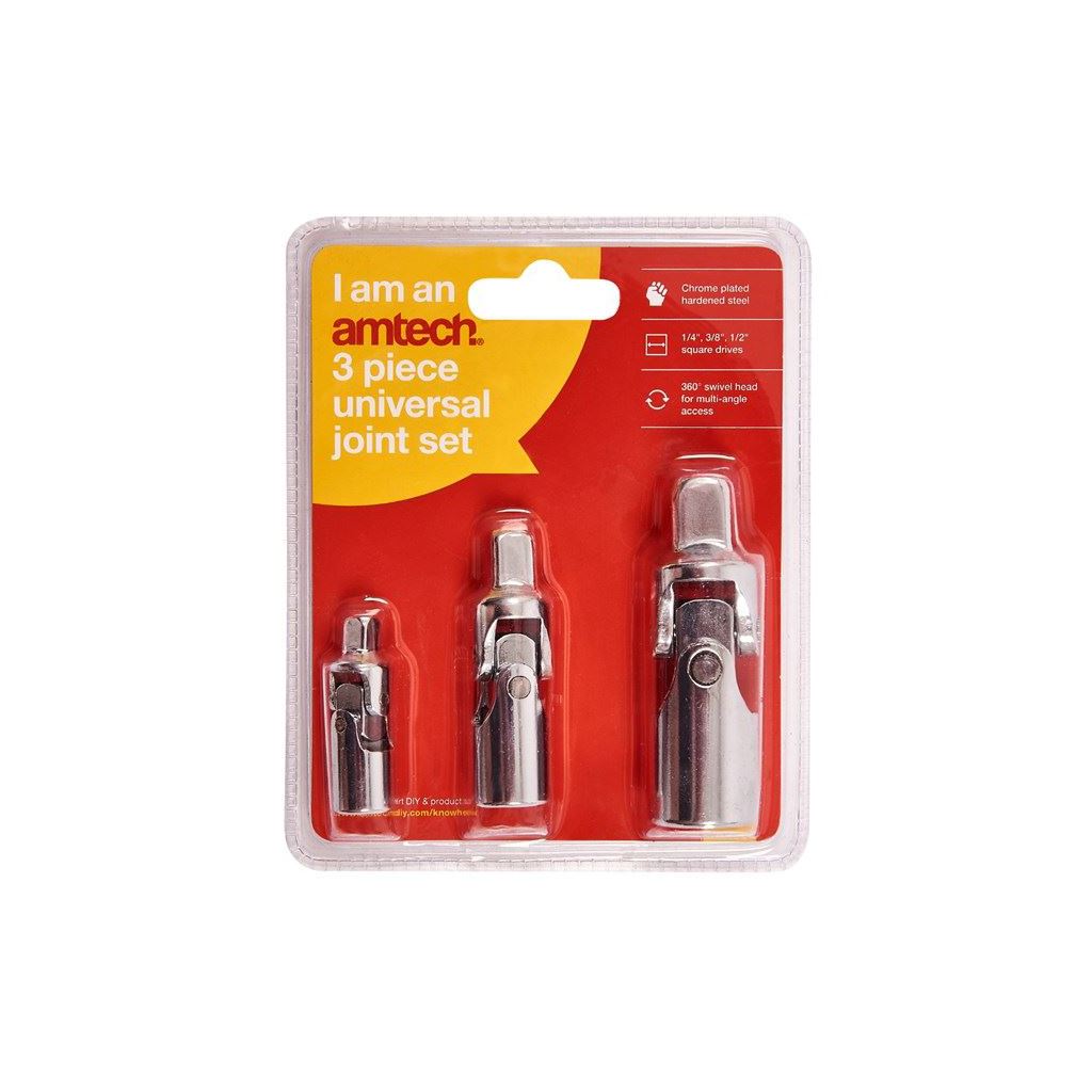 Amtech 3 Piece Universal Joint Set 1/4" 3/8" 1/2" For Sockets - I6350