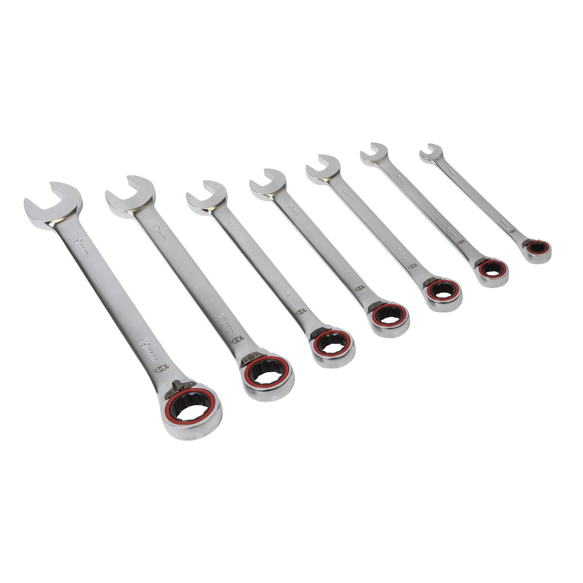Sealey Reversible Ratchet Comb. Spanner Set 7pc Platinum Series AK63945