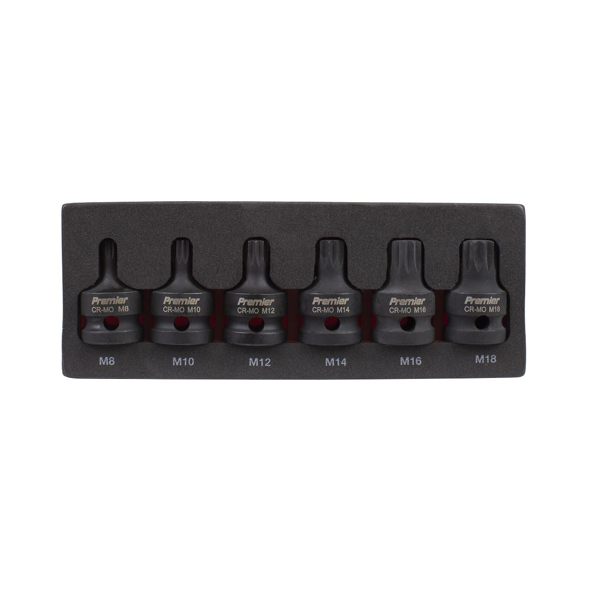 Sealey Impact Spline Socket Bit Set 6pc 1/2"Sq Drive AK5608
