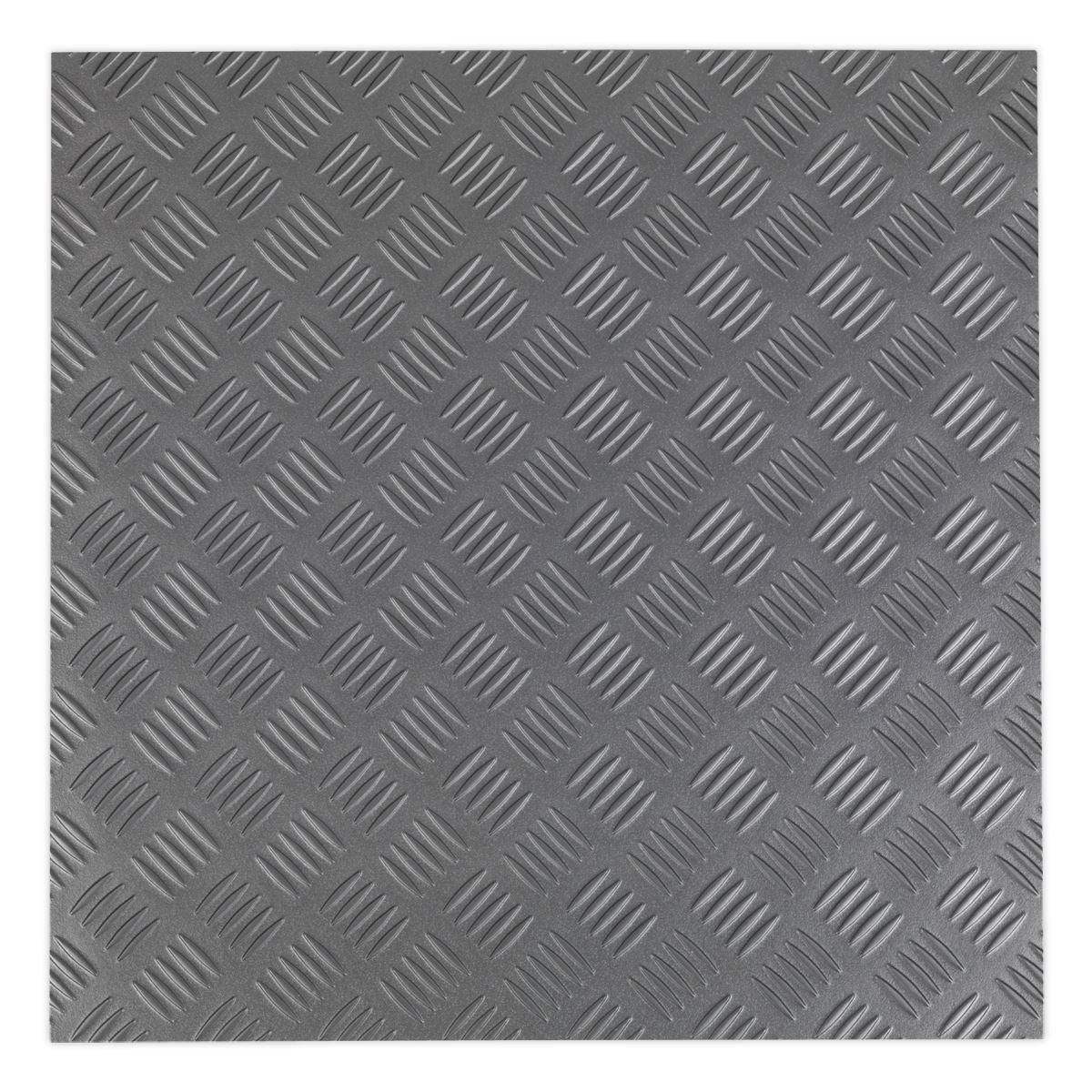 Sealey Vinyl Floor Tile Peel & Stick Backing-Silver Treadplate Pk16 FT1S