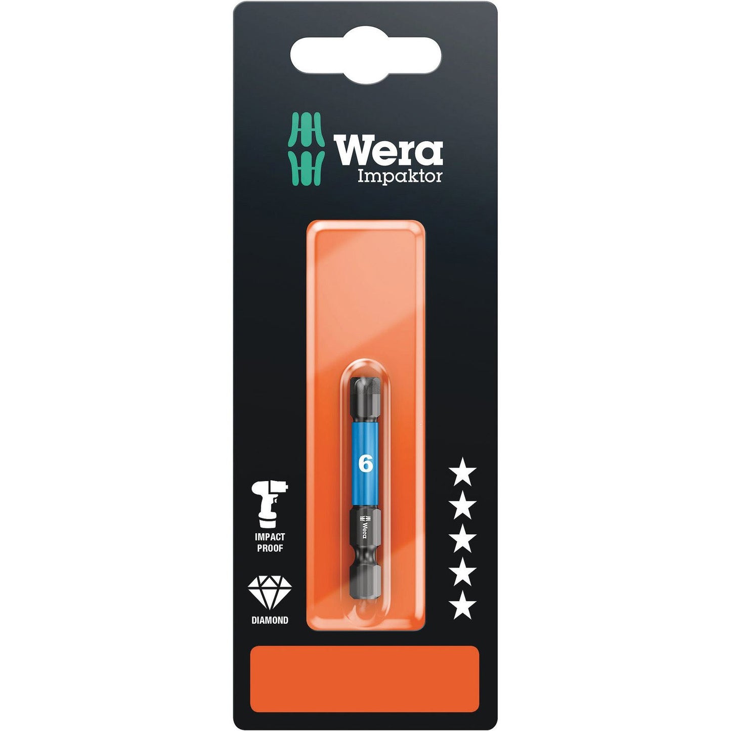 Wera 840/4Imp Dc Sb Bit Hex-Plus Sw6/50 Impaktor Carded 073946