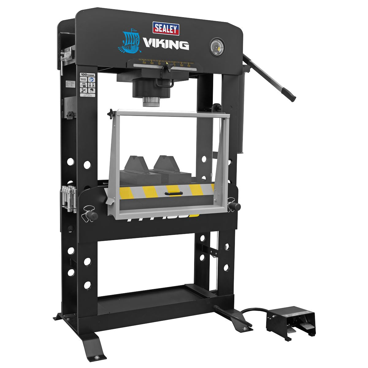 Sealey Viking Air/Hydraulic Press 100 Tonne Floor Type with Sliding Ram and Foot Pedal PPF100S
