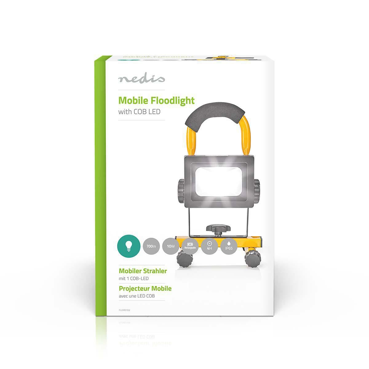Nedis Mobile LED Floodlight 10W 700 lm Black/Yellow Worklight