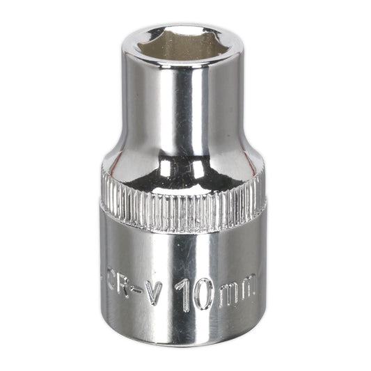 Sealey WallDrive Socket 10mm 1/2"Sq Drive Fully Polished SP1210