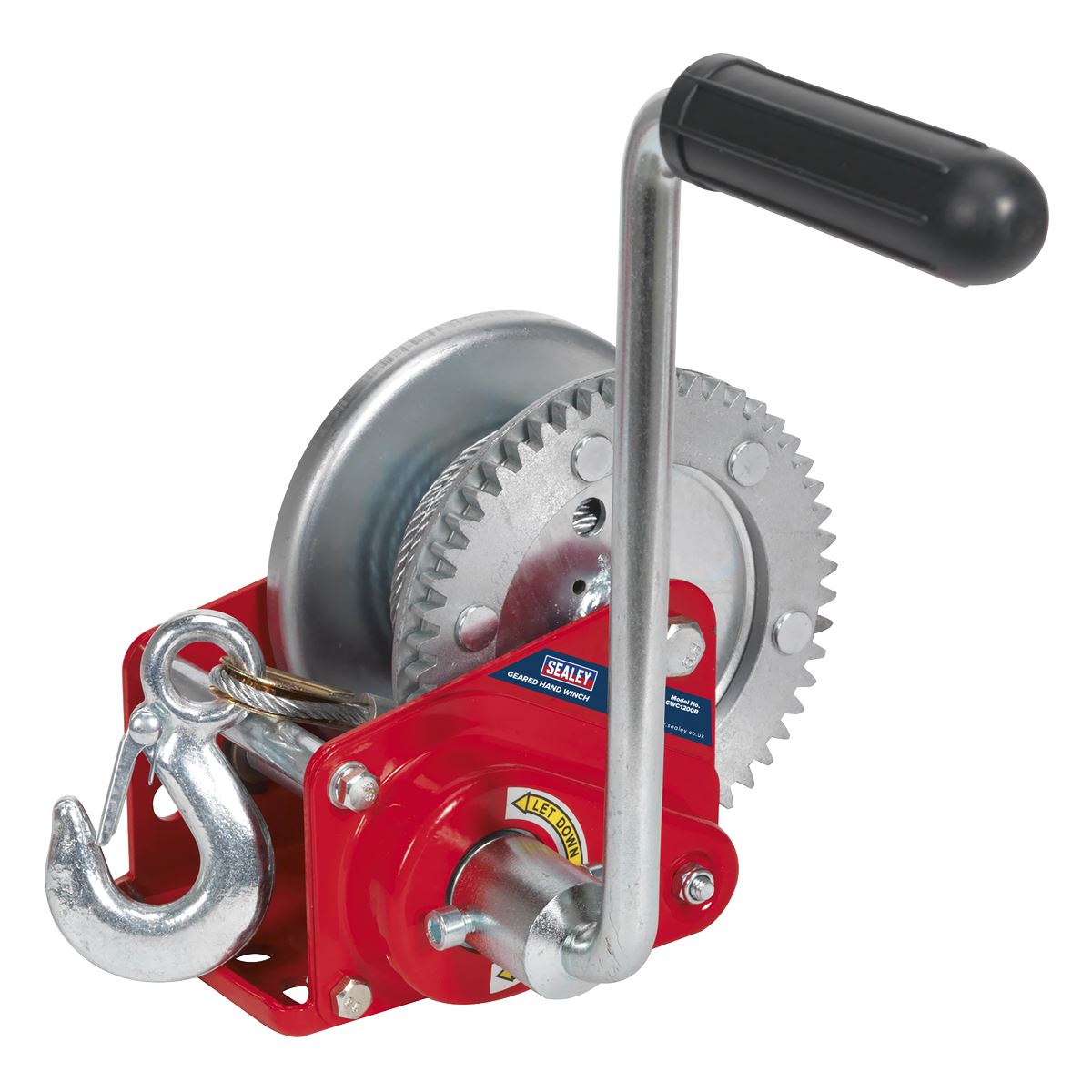 Sealey Geared Hand Winch with Brake & Cable 540kg Capacity GWC1200B
