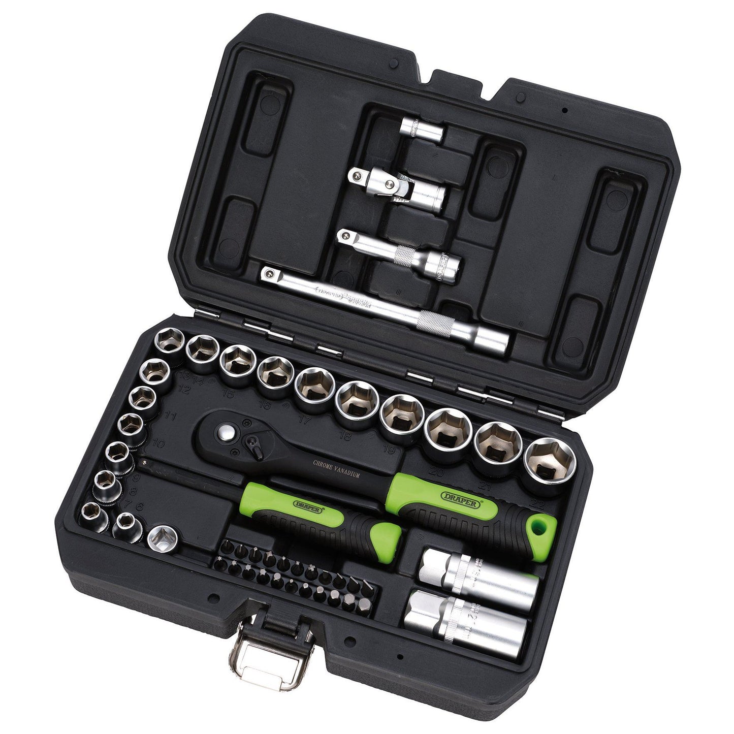 Draper HI-TORQ Metric Socket and Bit Set, 1/4" and 3/8" Sq. Dr. (48 Piece)