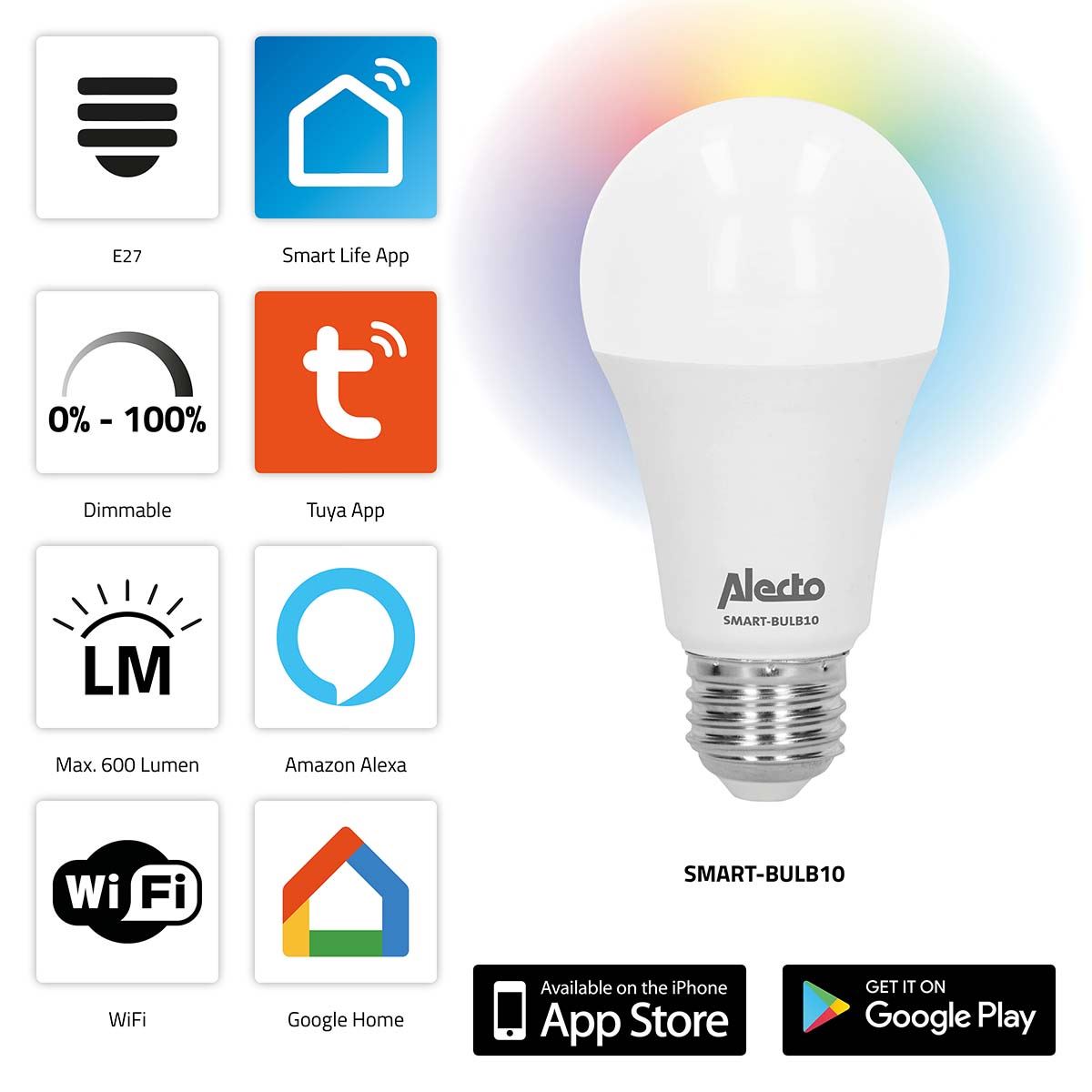 Alecto SMART-BULB10 Smart LED colour lamp with Wi-Fi