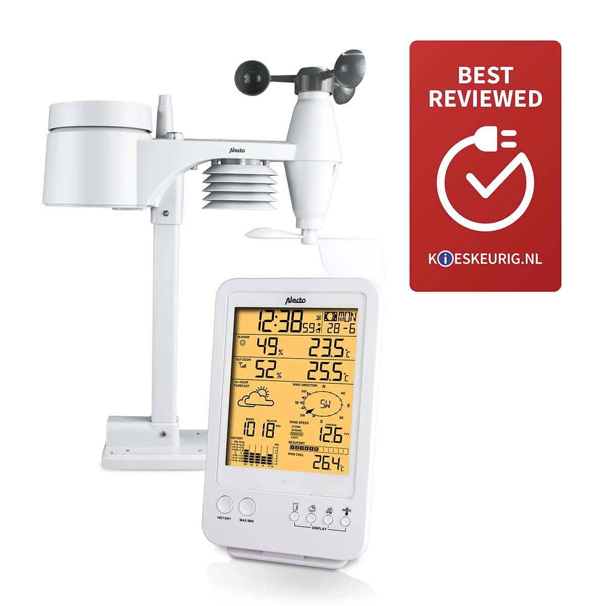 Alecto WS-4800 Professional weather station with wireless sensor white