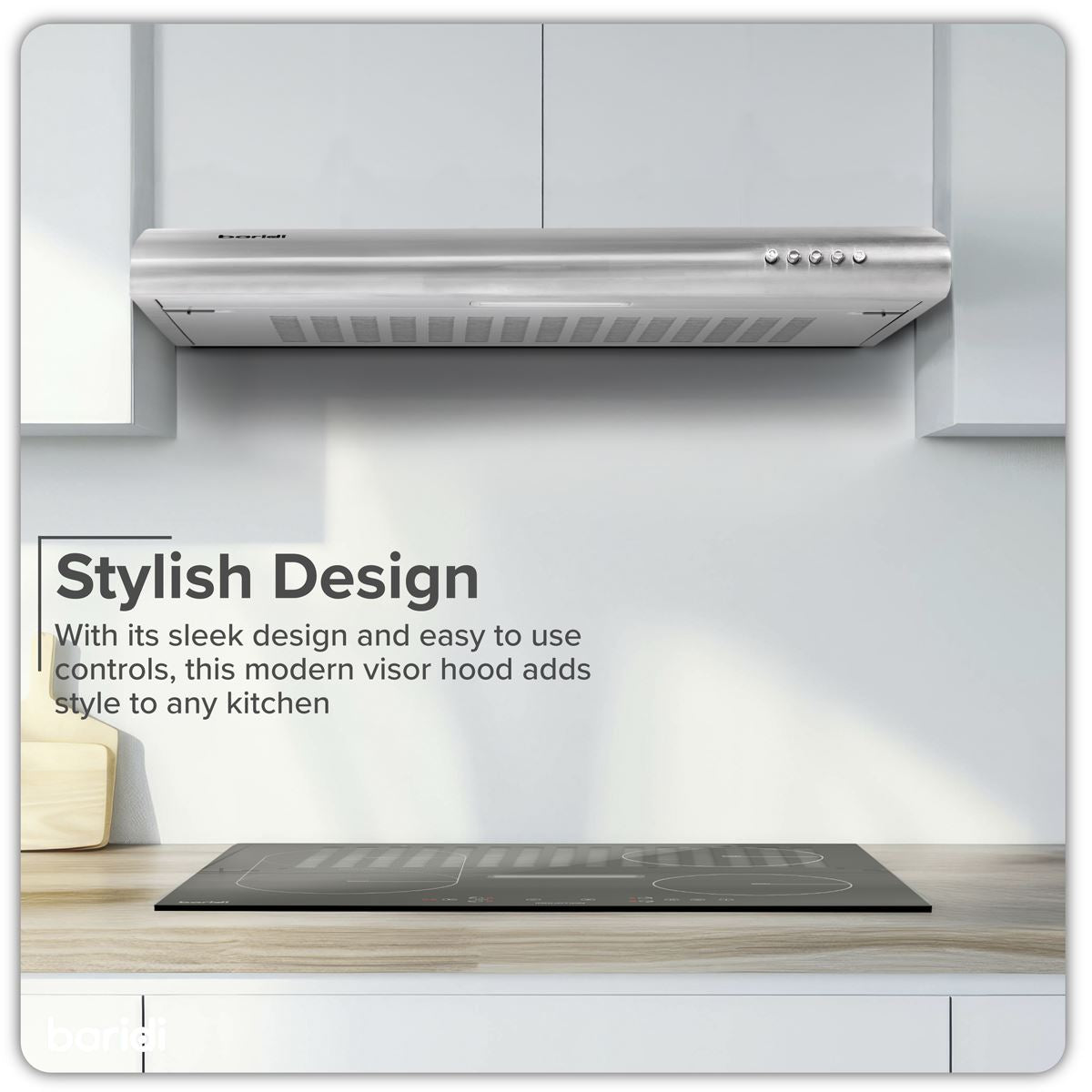 Baridi Visor Cooker Hood Extractor Fan 60cm - Stainless Steel DH108