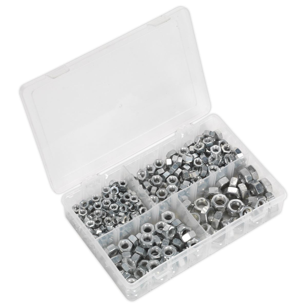 Sealey Steel Nut Assortment 320pc 1/4"-1/2"UNF AB029SN