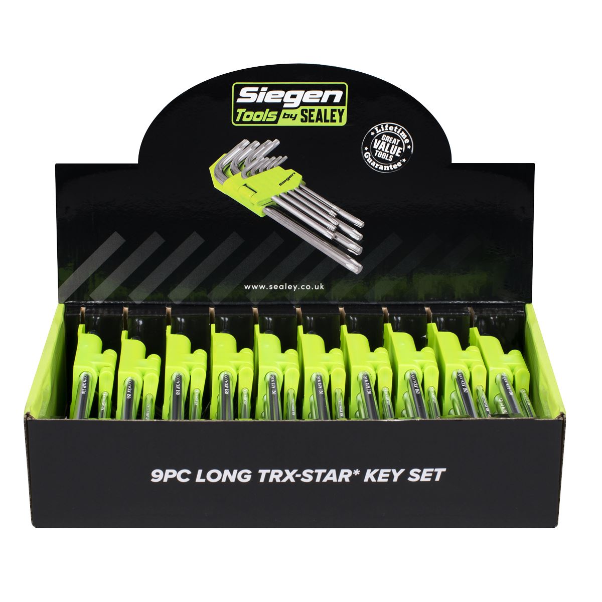 Sealey Siegen Long TRX-Star* Key Set 9pc - Display Box of 10 S01264