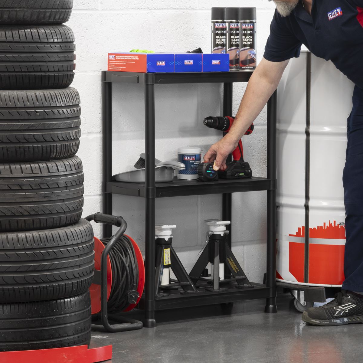 Sealey Plastic Racking Unit with 3 Shelves 25kg Capacity Per Level APPR3