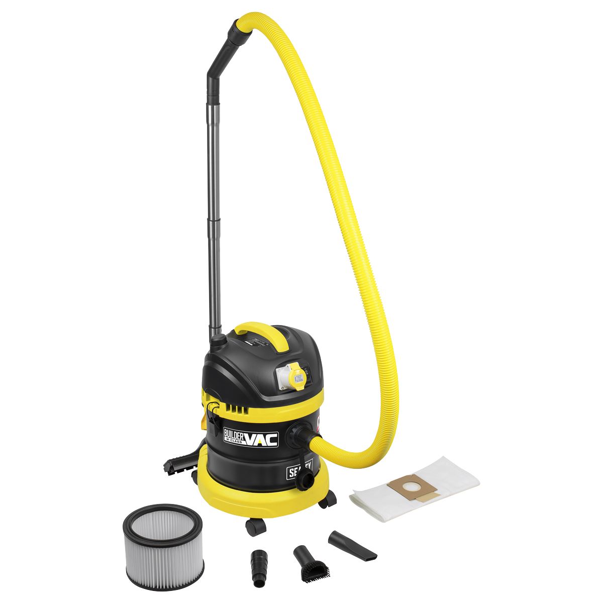 Sealey BuilderVac Wet & Dry Vacuum Cleaner 15L. Drum M Class Filtration