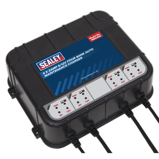 Sealey Four Bank 6/12V 8Amp (4 x 2A) Auto Maintenance Charger MBC420