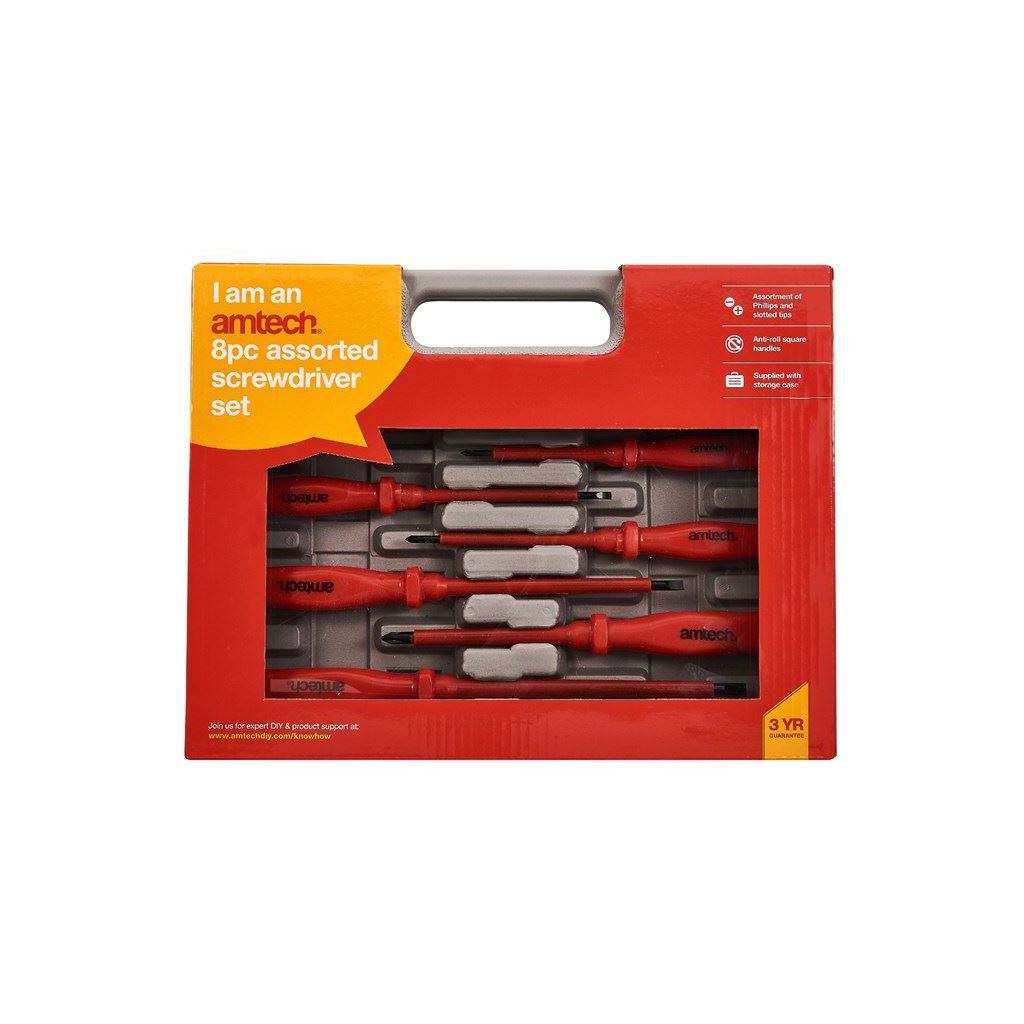 8 Piece Screwdriver Set Slotted Phillips Ph00 Ph0 Ph1 Ph2 Engineers Mechanics - L0860
