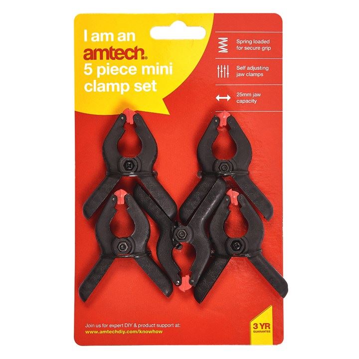Amtech 5 Piece 2" Mini Clamps Tough Durable Plastic Heavy Duty