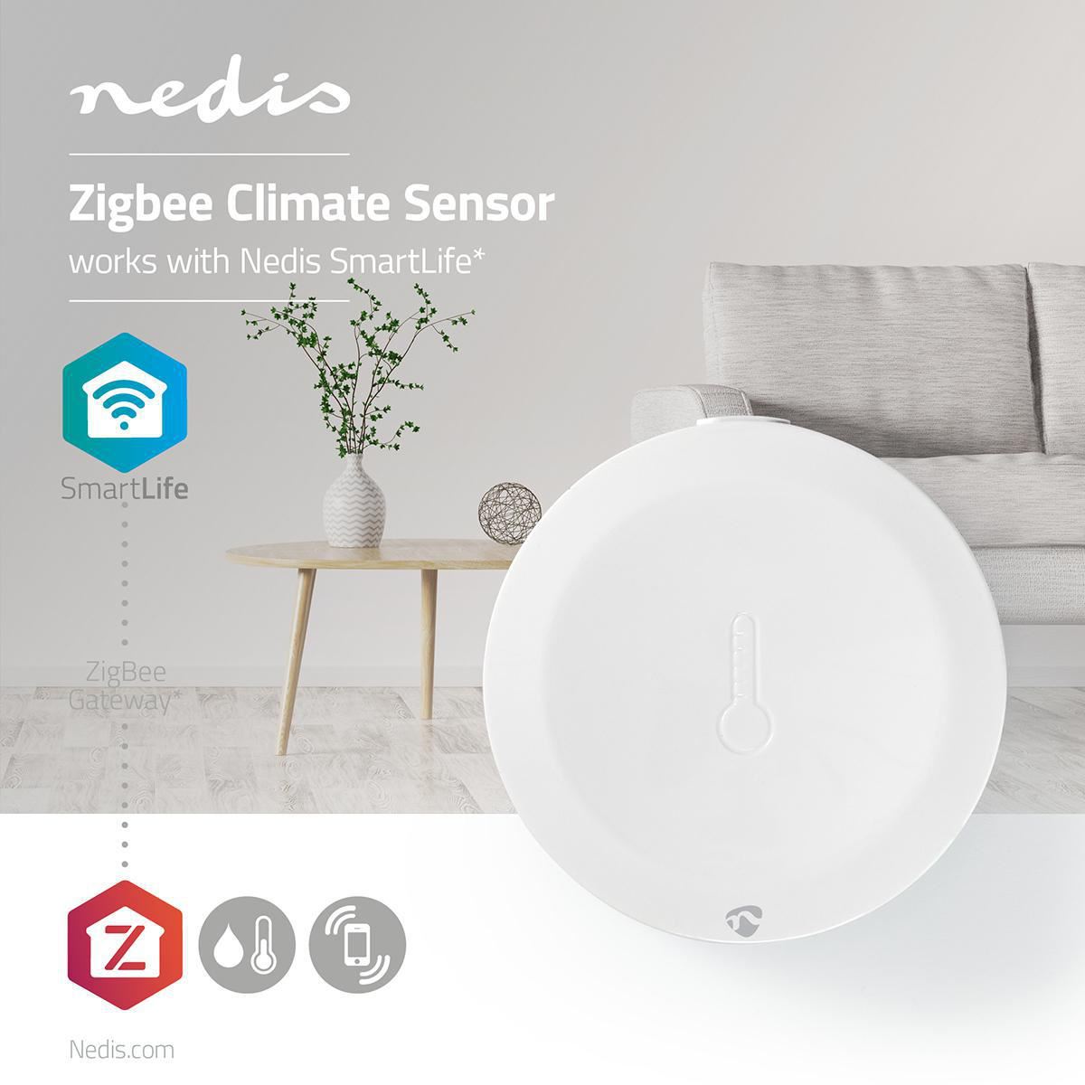 Nedis Smart Climate Temperature & Humidity Sensor Zigbee - Battery included - ZBSC10WT