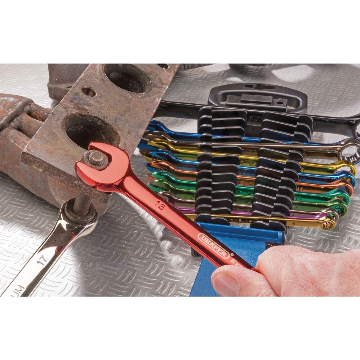 Draper 13 Piece Expert Hi-Torq Metric Coloured Combination Spanner Set 23017