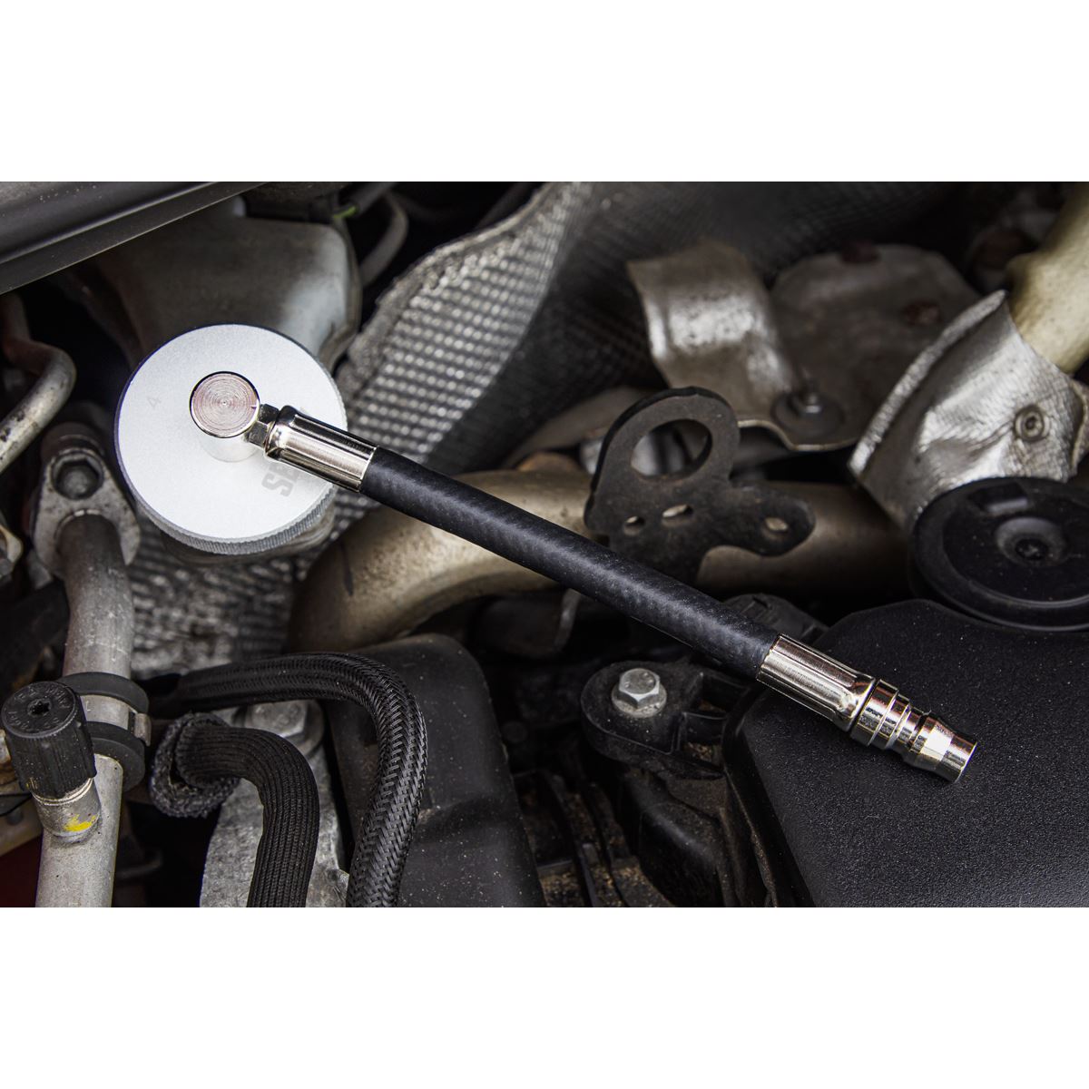 Sealey Brake Pressure Bleeder Cap 45mm - Connector With Hose 90� VS0204C4