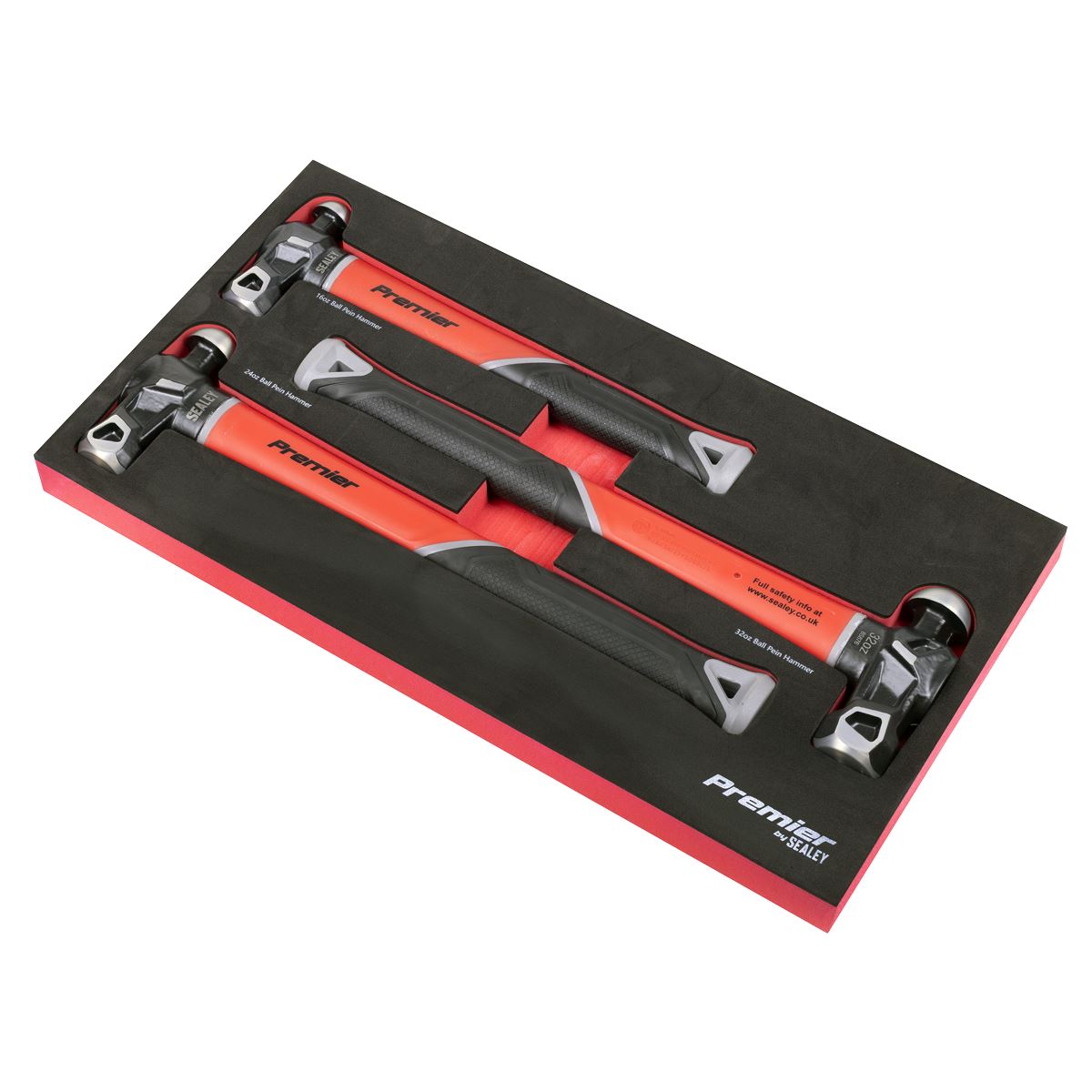 Sealey Premier Ball Pein Hammer Set with Fibreglass Shafts 3pc AK2033