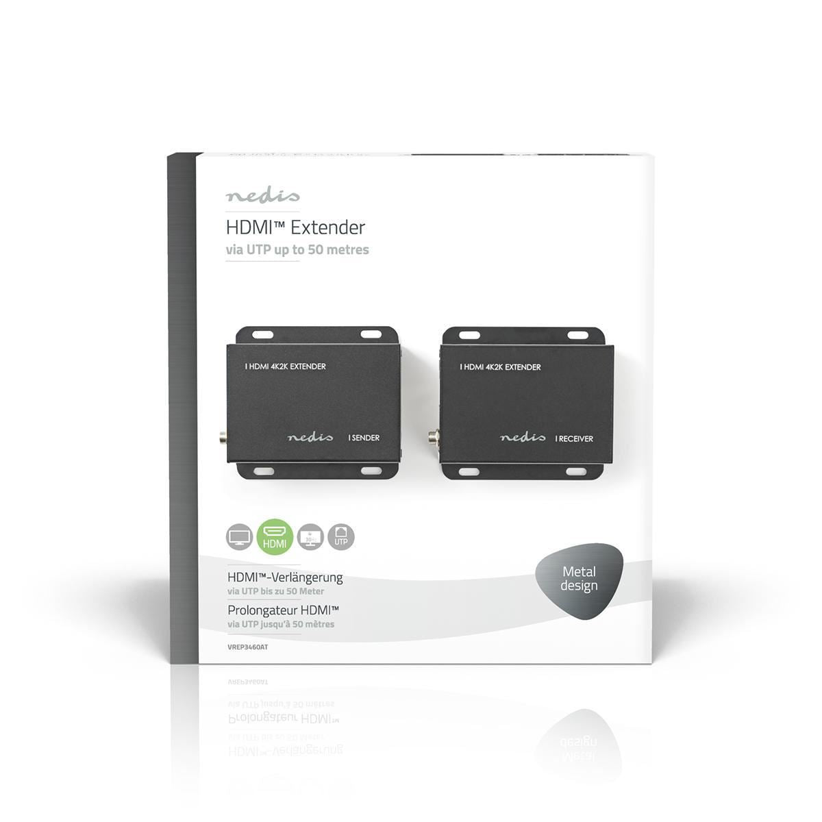 HDMI CAT5/6 Extender 4K@30Hz Up to 50m HDMI Input+RJ45 Female HDMI Output+RJ45 - VREP3460AT