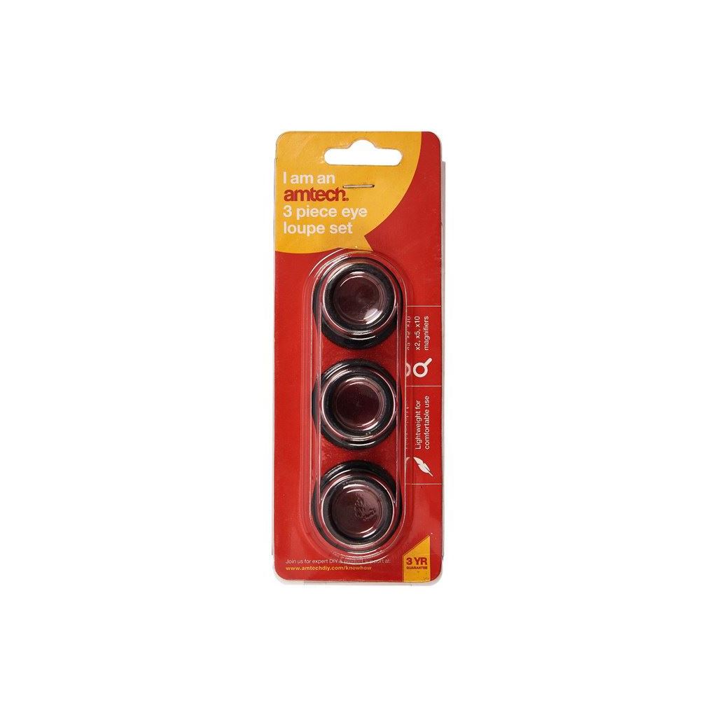 Amtech 3 Piece Eye Loupe Loop Set Magnifying Glass for Watch/Jewellery Repair - S2905