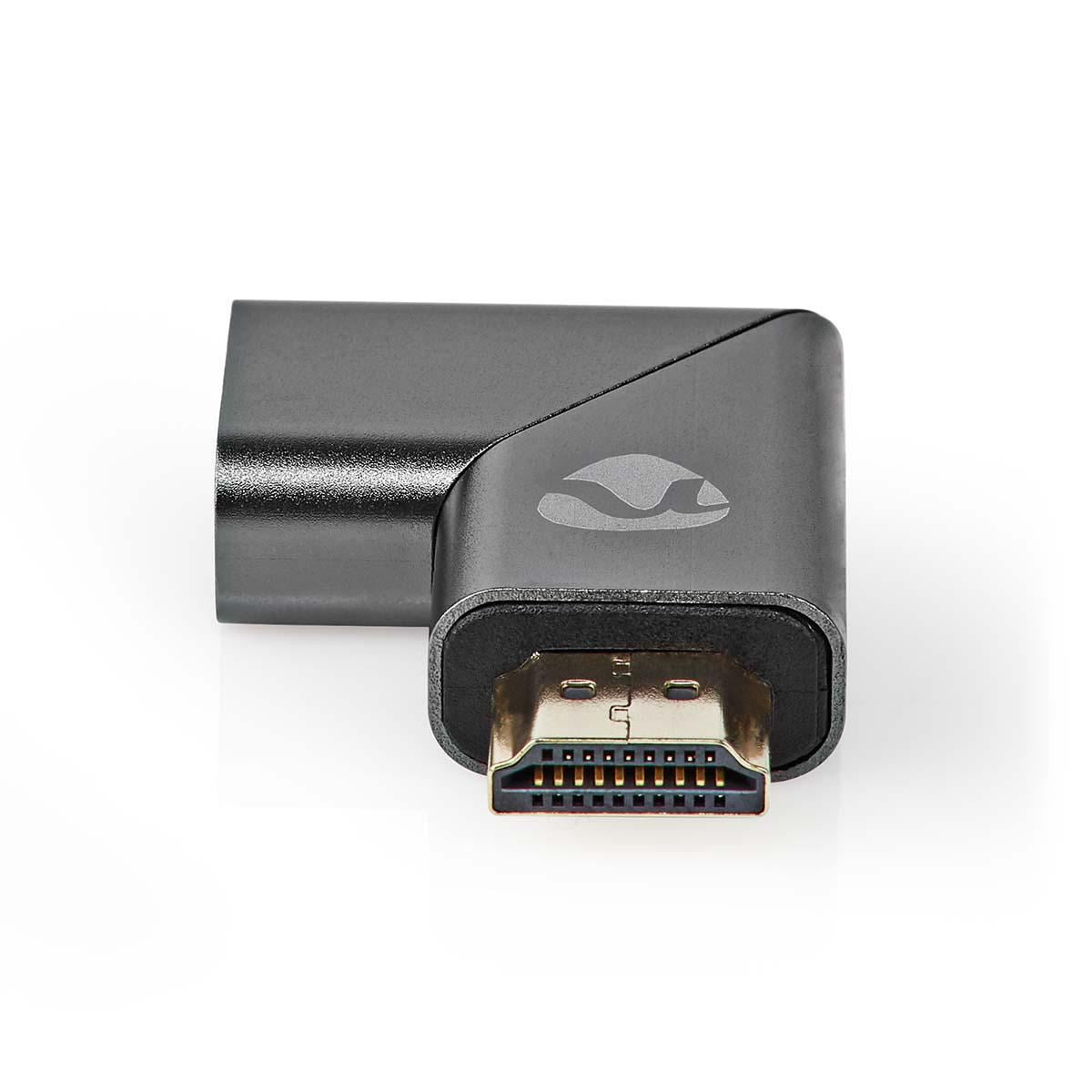 Nedis Left Angled HDMI Female to HDMI Male Coupler Gold Plated Gunmetal Grey - CVTB34903GY