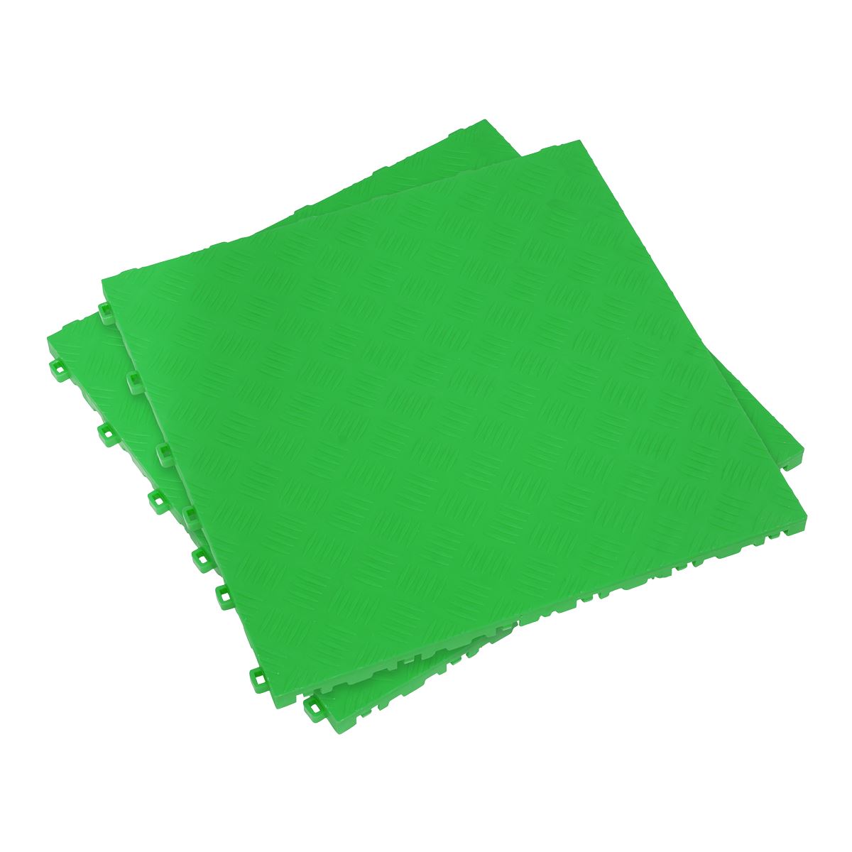 Sealey Polypropylene Floor Tile-Green Treadplate 400x400mm Pk of 9 FT3GR