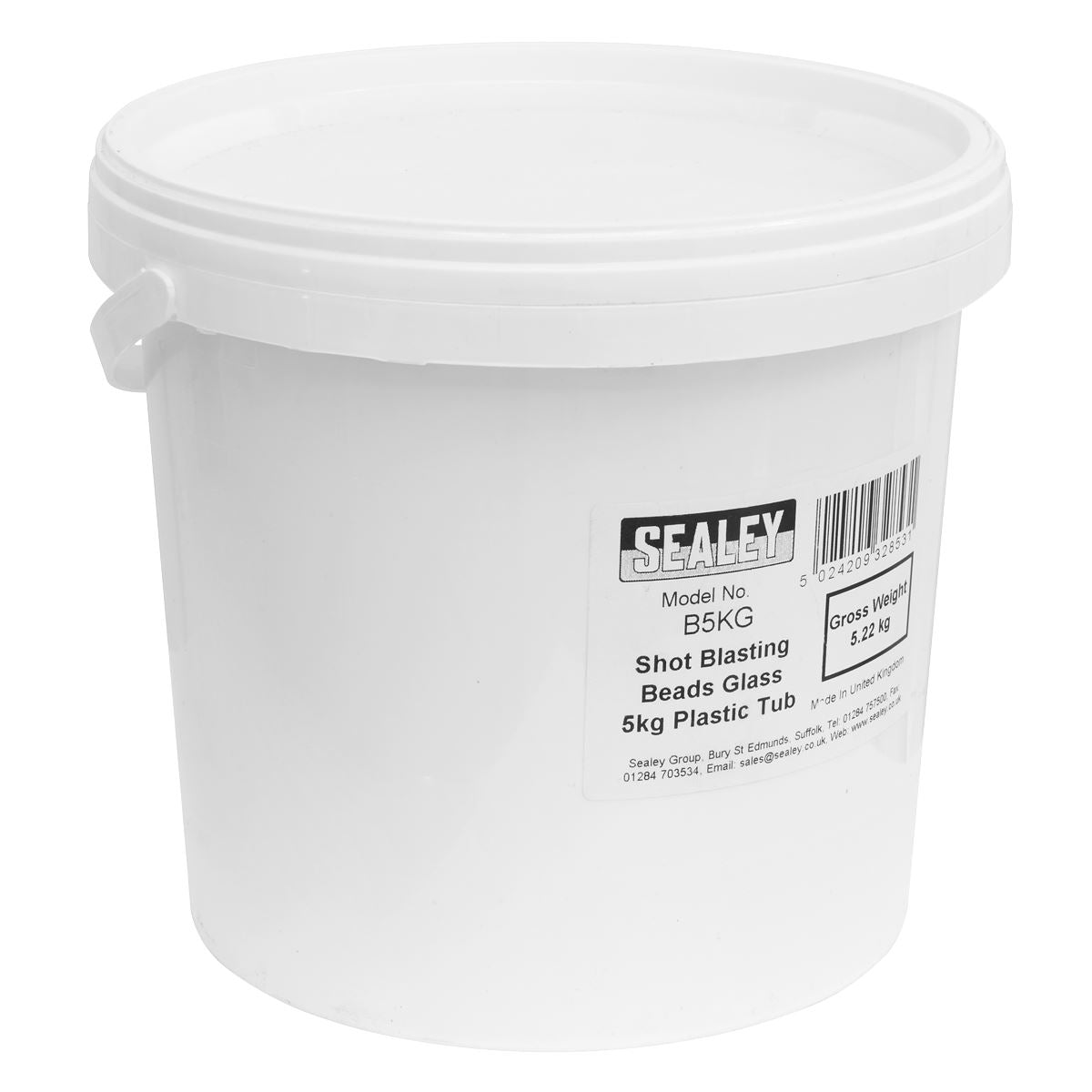 Sealey Shot Blasting Beads Glass 5kg Plastic Tub B5KG