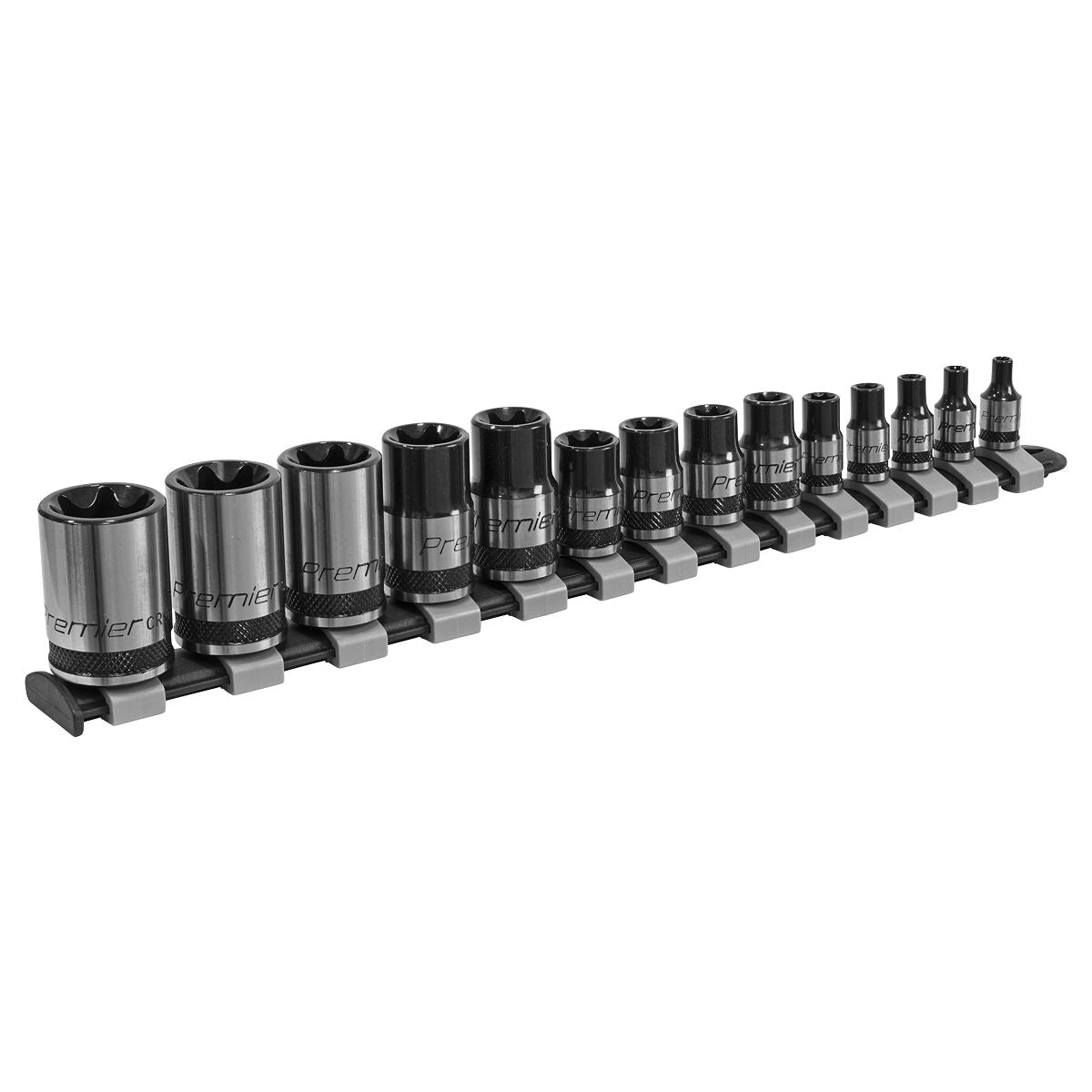Sealey TRX-Star Socket Set 14pc 1/4,3/8,1/2"Sq Dr E4-E24 Blk Series AK618B