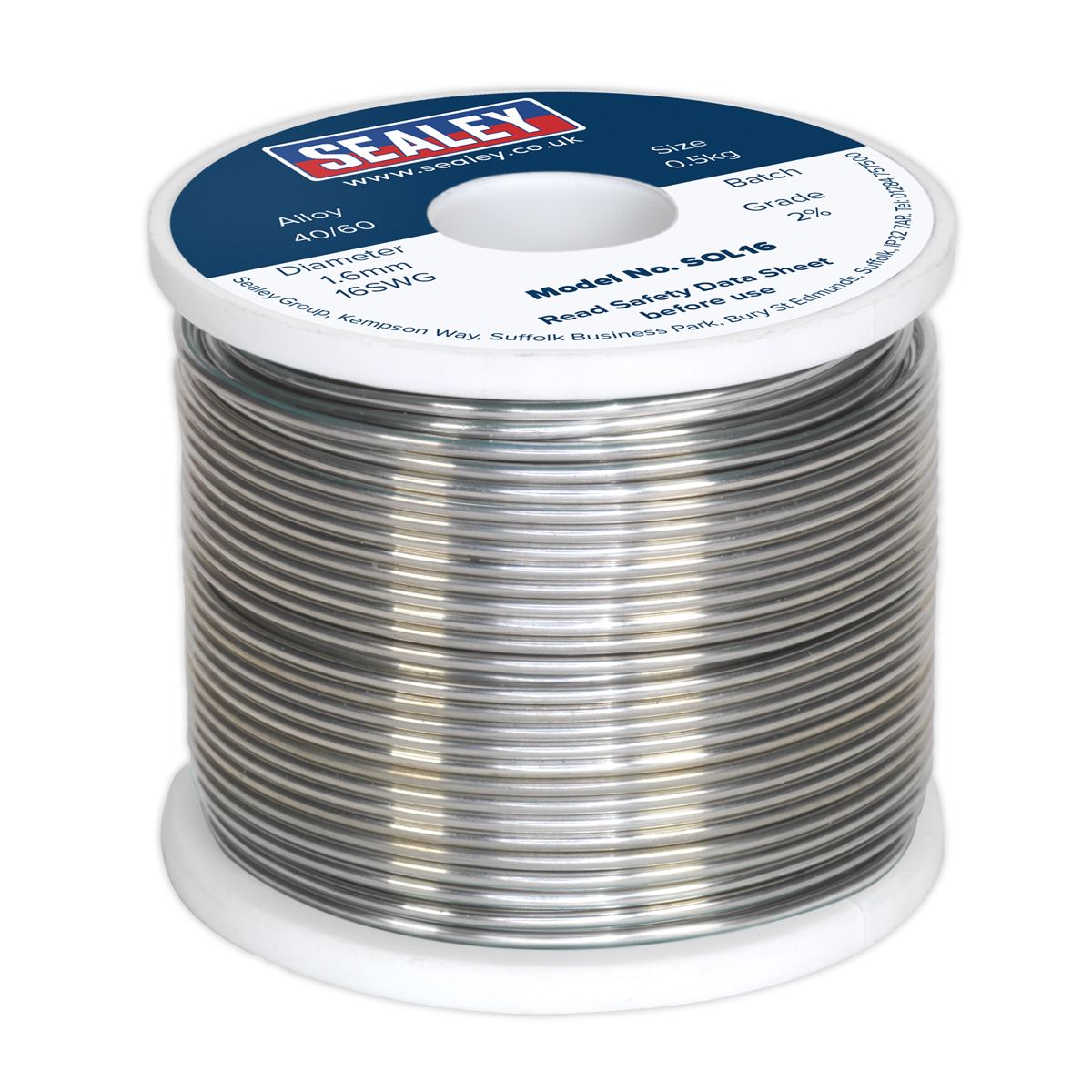 Sealey Solder Wire Quick Flow 1.6mm/16SWG 40/60 0.5kg Reel SOL16