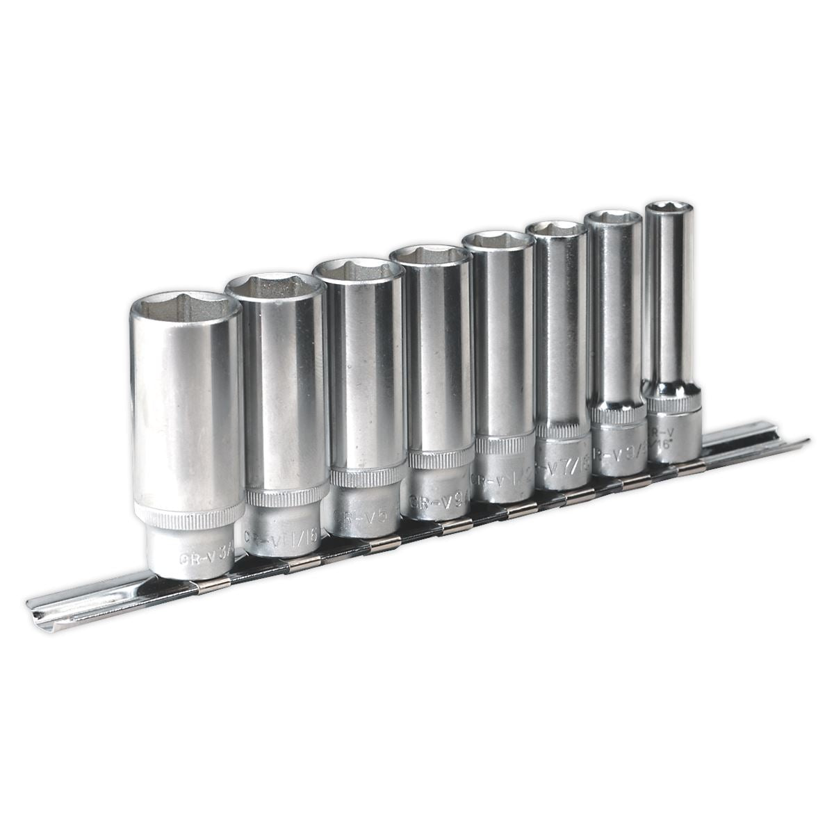 Sealey Socket Set 8pc 3/8"Sq Drive 6pt Deep WallDrive Imperial AK2831