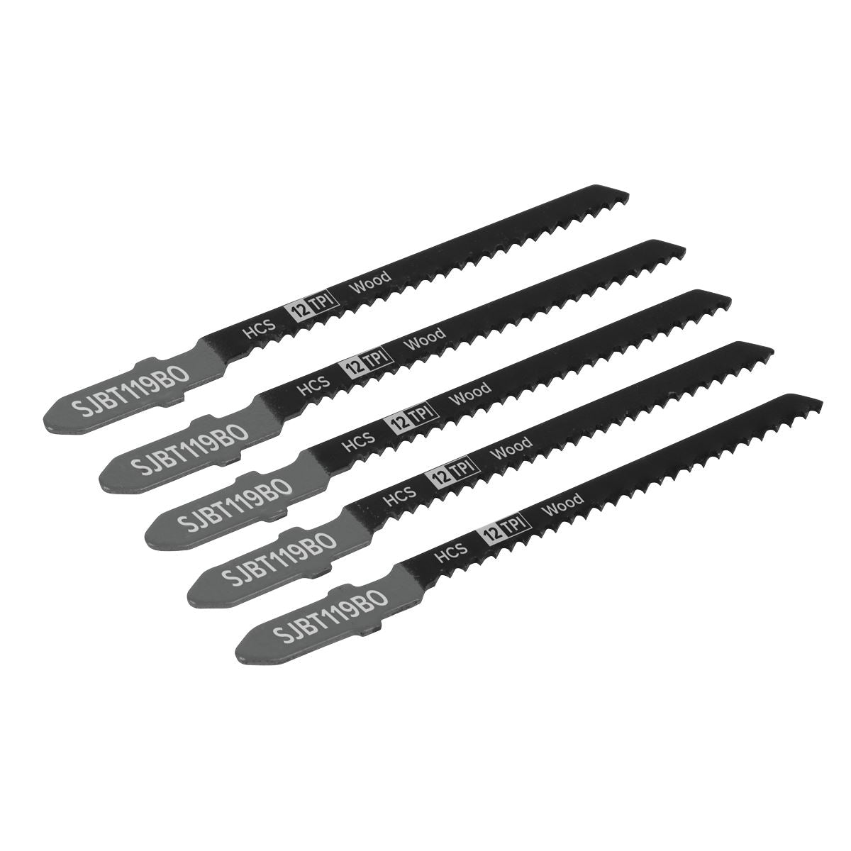Sealey Jigsaw Blade General Wood 75mm 12tpi - Pack of 5 SJBT119BO