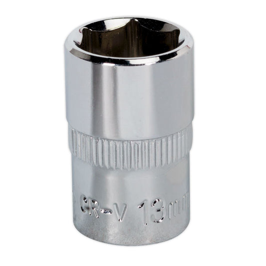 Sealey WallDrive Socket 13mm 3/8"Sq Drive Fully Polished SP3813