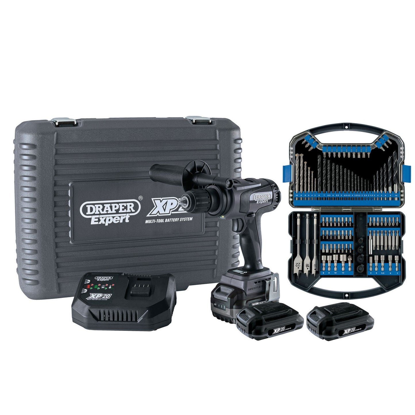 Draper Xp20 Brushless Combi Drill 135Nm + Accessory Kit (101 Piece) - 93076