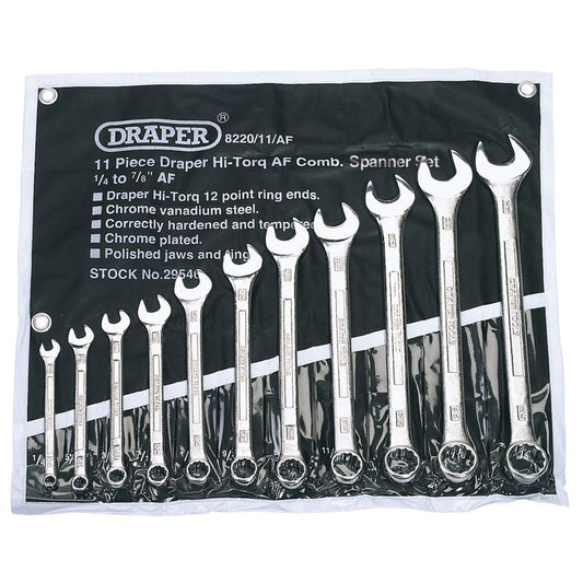 Draper Genuine Hi-Torq AF Imperial Combination Spanner Wrench Set 11 Piece 29546