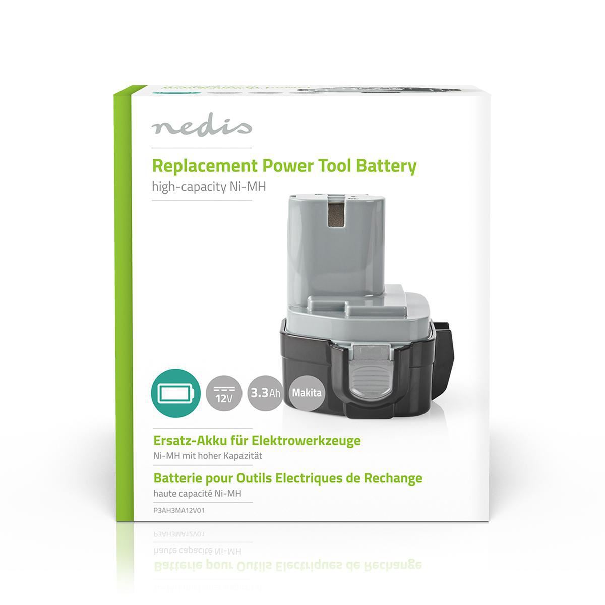 Nedis Power Tool Battery Ni-MH 12V 3.3Ah 39.6Wh Replacement for Makita