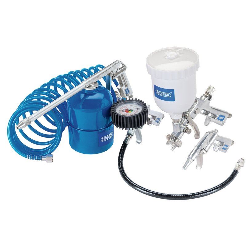 Draper 81508 Hobby Trade 5 Piece Air Tool Kit for Spraying Inflating or Cleaning