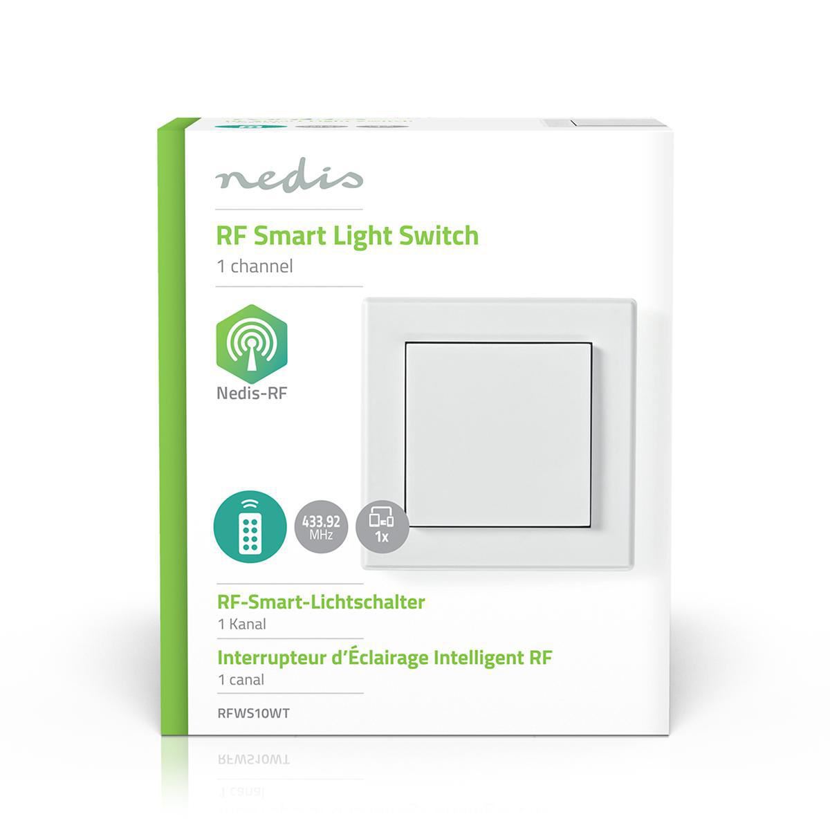 Nedis RF Wall Switch Single 433.92 MHz - Control one or multiple lights - RFWS10WT