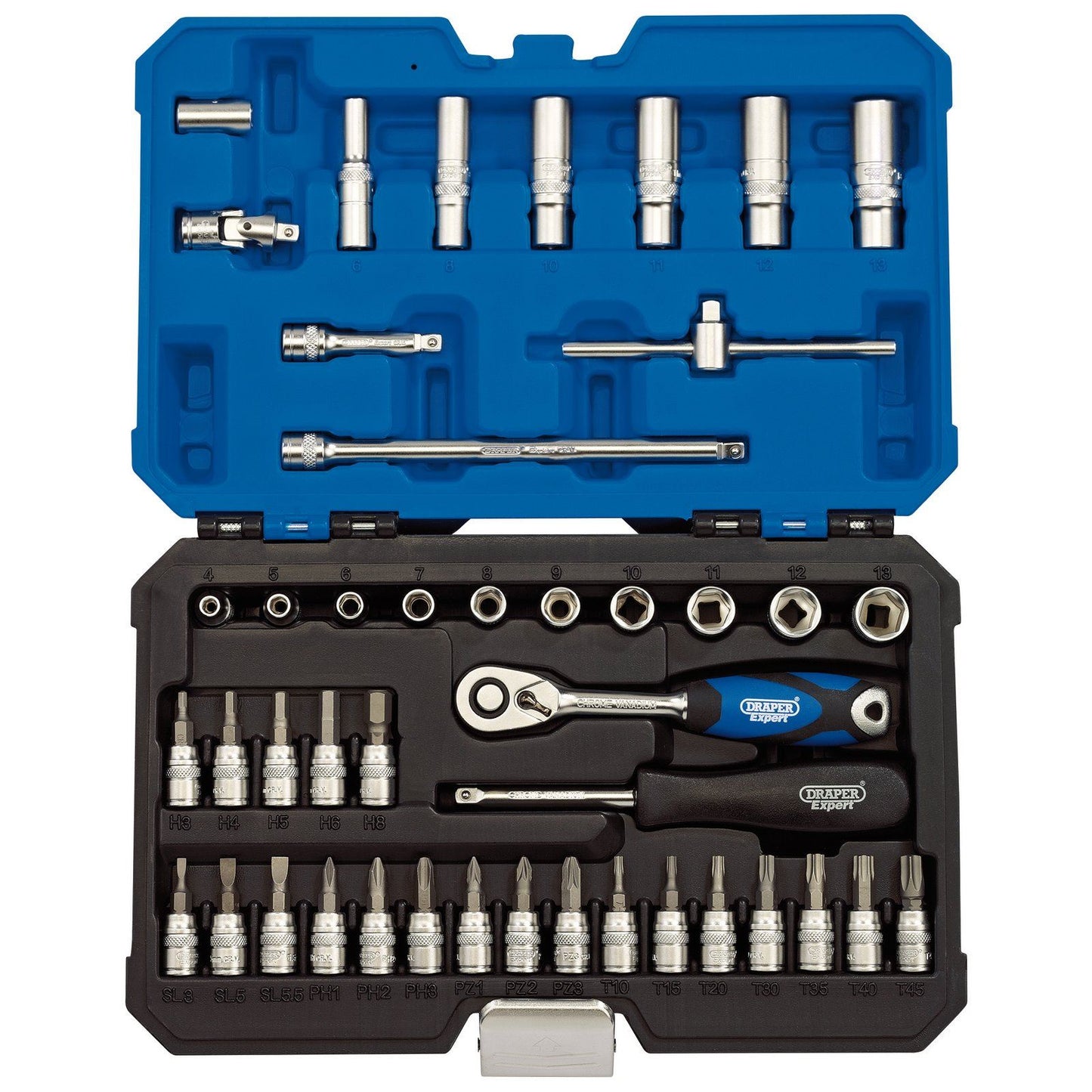Draper 16446 Metric Socket Set 1/4" Square Drive (44 Piece)