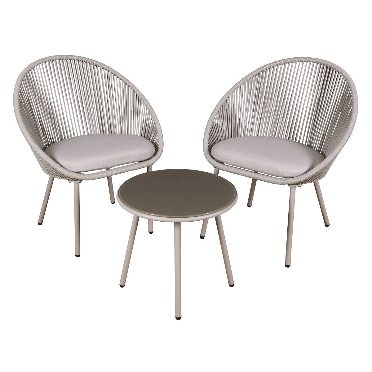 Dellonda Como 3pc Steel Bistro Set with Tempered Glass Top - DG55 DG55