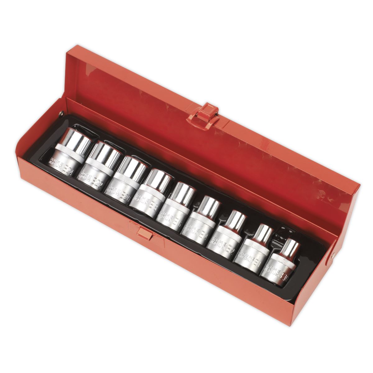 Sealey TRX-Star* Female Socket Set 9pc 1/2"Sq Drive E10-E24 AK230