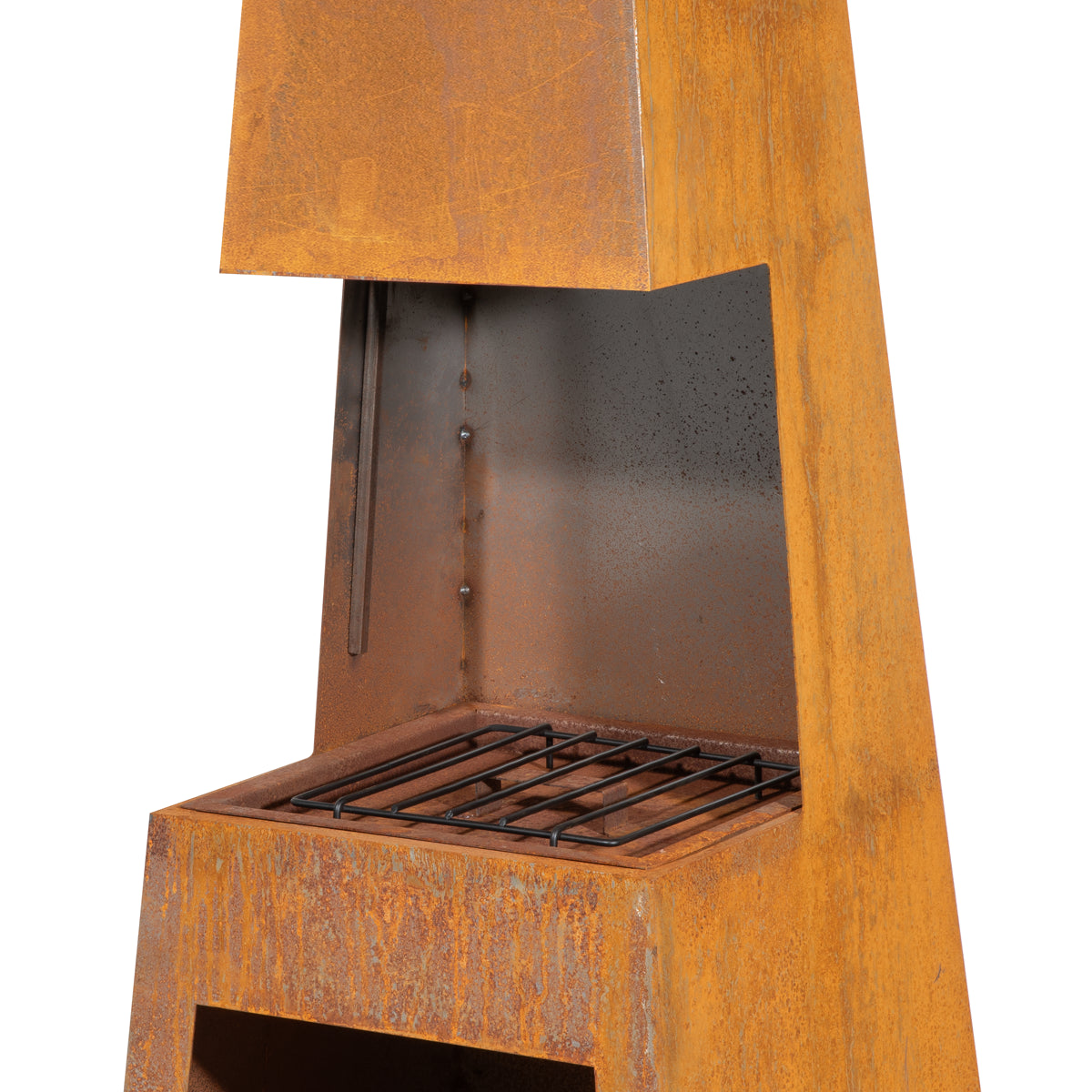 Dellonda Outdoor Chiminea Fireplace Heater Firewood Storage - Corten Steel DG108