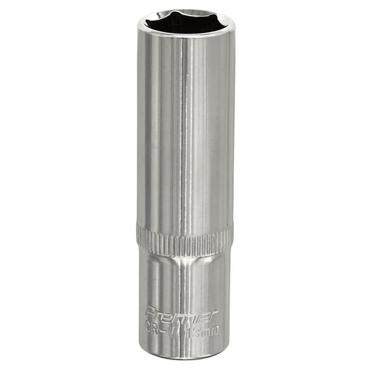 Sealey WallDrive Socket 13mm Deep 3/8"Sq Drive Fully Polished SP3813D