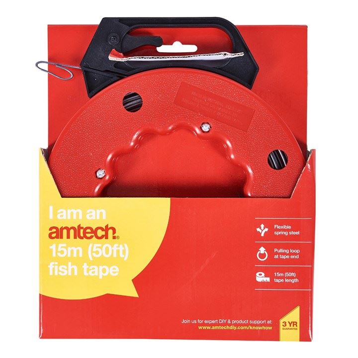 50ft Fish Tape Built In Lock Thread Cable Access Electrician Push Pull Conduit - S4190