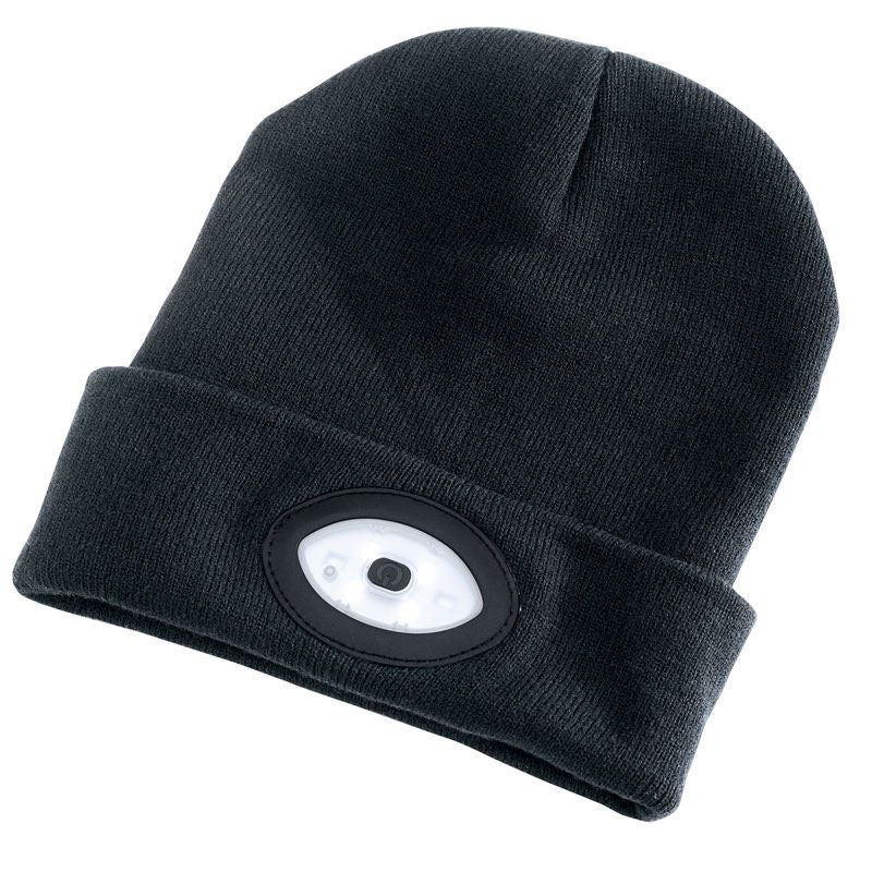 Draper Beanie Hat with 1W Rechargeable Torch - 100 Lumens (Black, One Size) - 99521