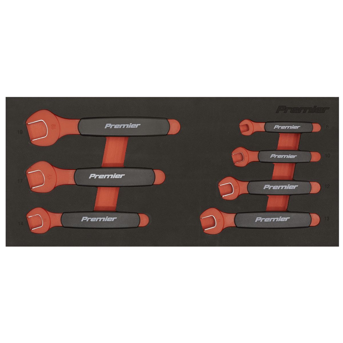 Sealey Insulated Open-End Spanner Set with Tool Tray 7pc VDE Approved TBTE03