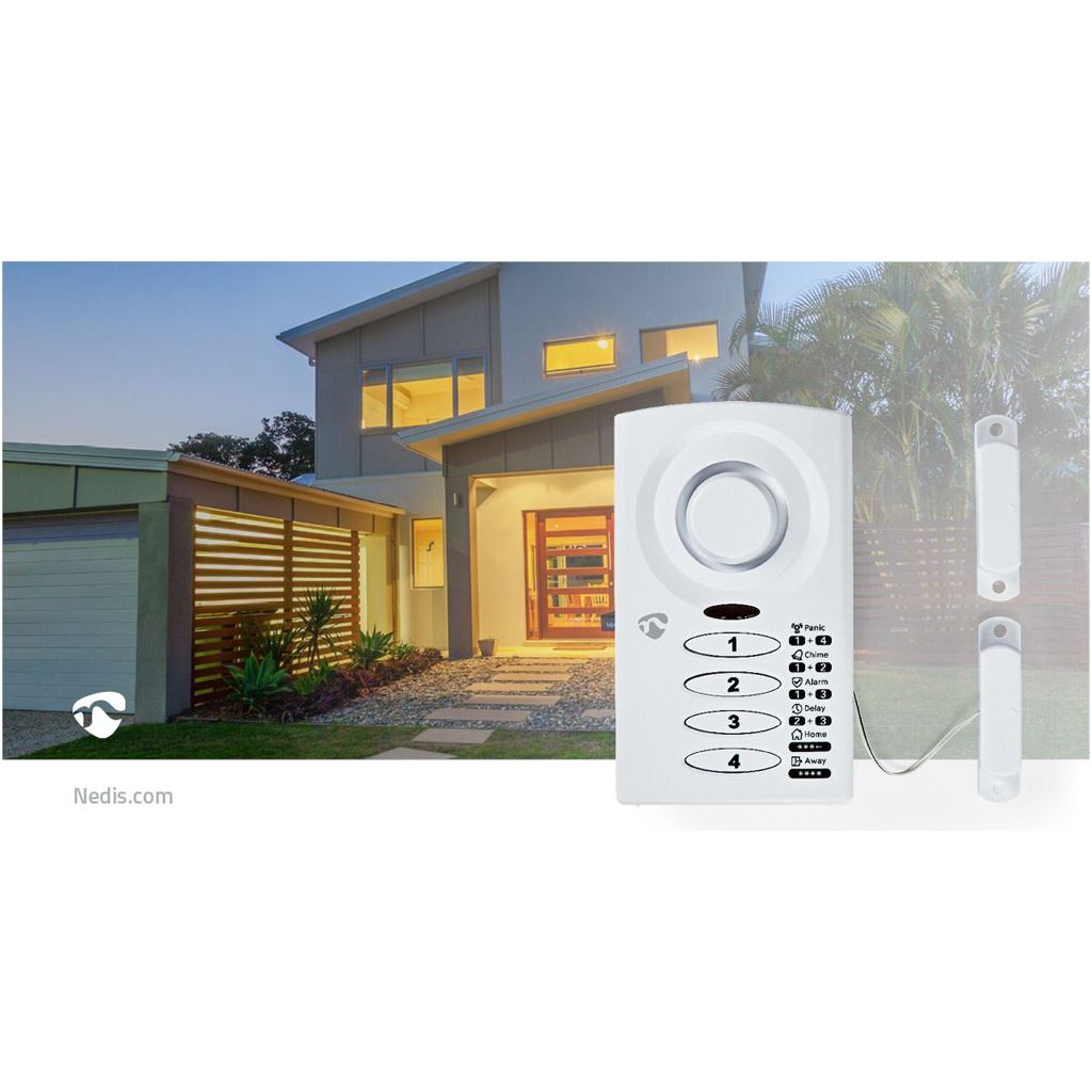 Nedis Doorstep Window Alarm Battery Powered 3x AAA/LR03 White - ALRMD30WT