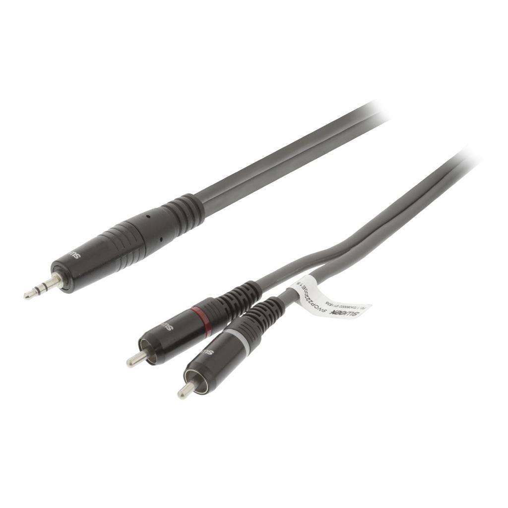 Sweex Stereo Audio Cable 3.5mm Male to 2x RCA Male 3m Dark Grey SWOP22200E30 - COTH22200GY30